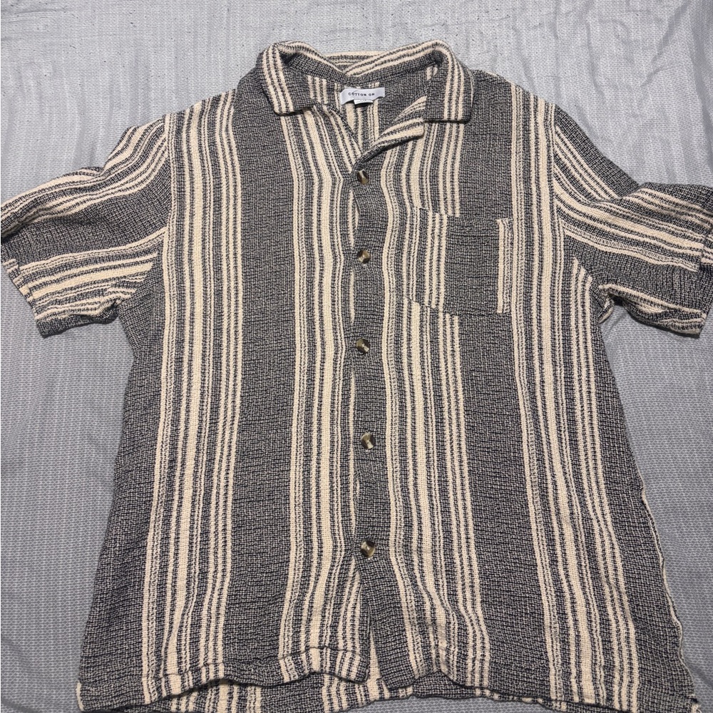 Cotton On Casual Striped Black and Cream Shirt